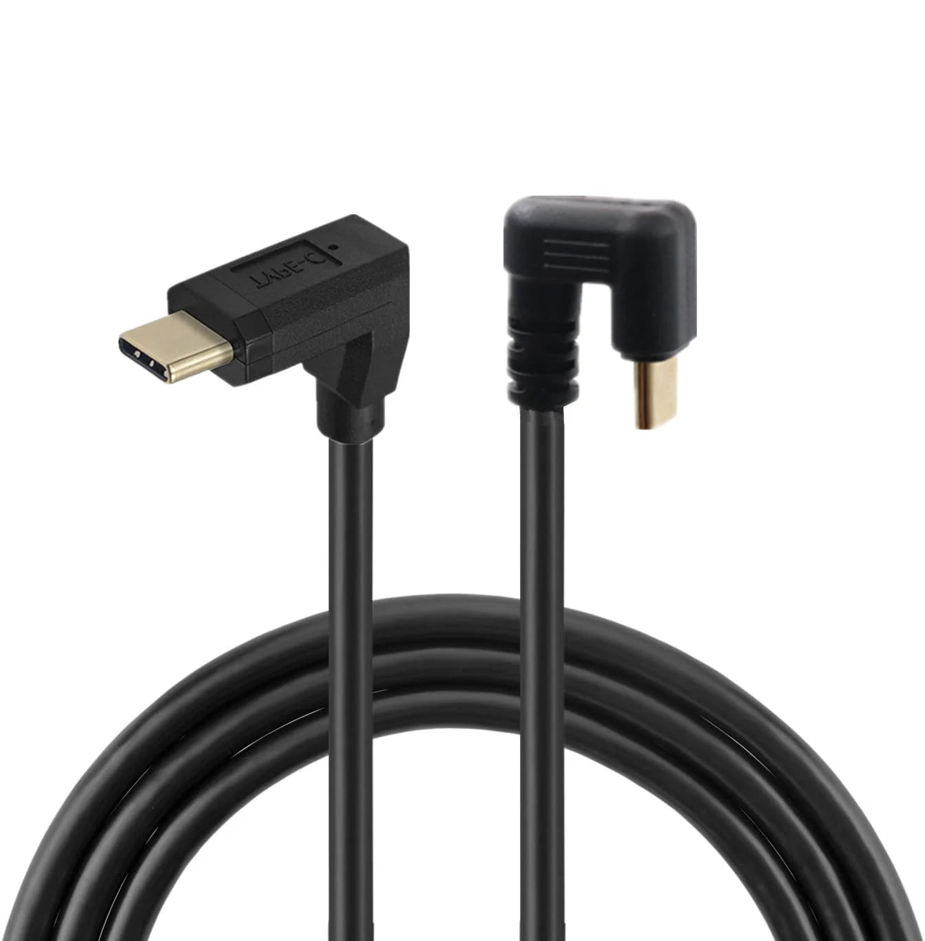A black U-shaped USB-C cable with a male connector on one end and a USB-C connector on the other.