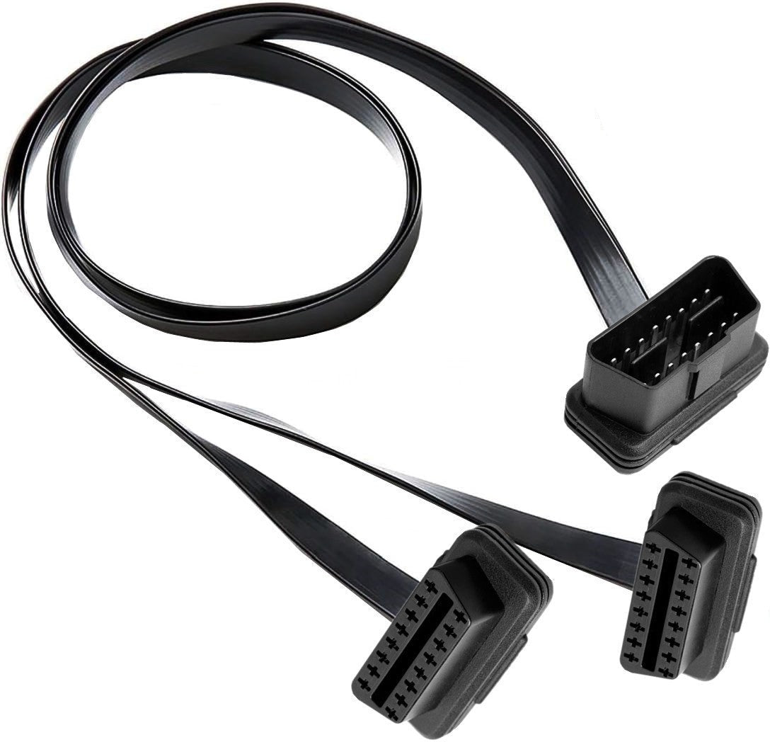 OBD II OBD2 16Pin 1 Male to 2 Female Extension Cable