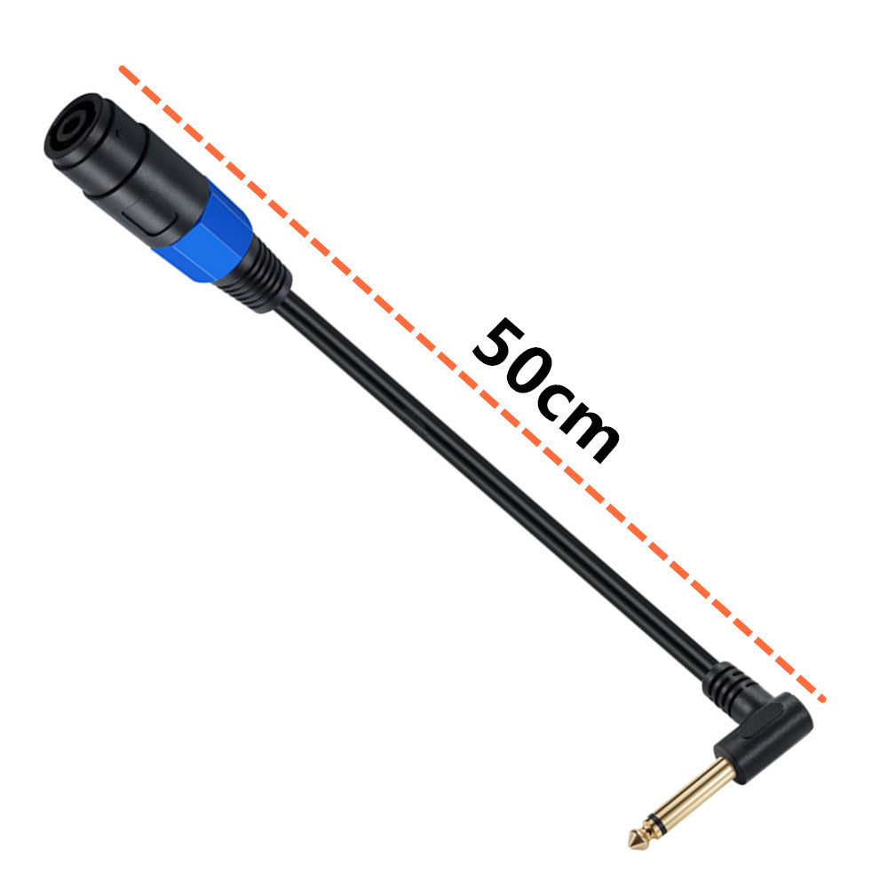 1/4" 6.35mm TS Male Angled Speaker Cable with Twist Lock 0.5m