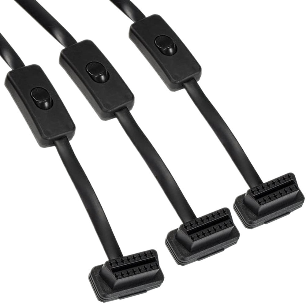 OBDII OBD2 16Pin 1 in 3 Splitter with On/Off Switch Extension Cable