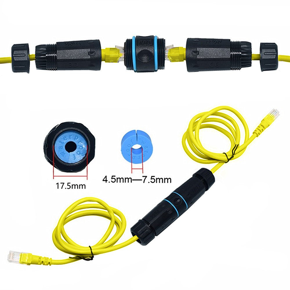 IP68 Waterproof RJ45 Ethernet Outdoor LAN Cable Connector for Cat5, Cat5e/Cat6/Cat6A