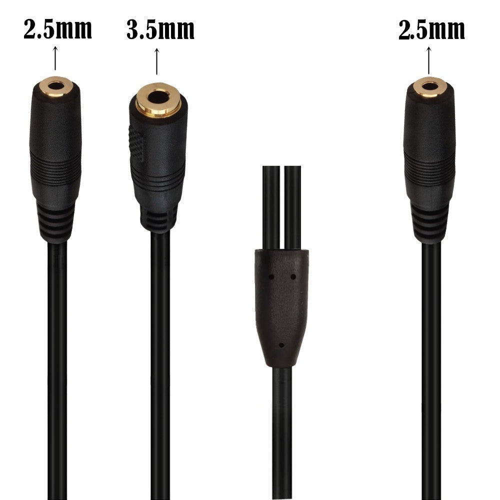 2.5mm 3Pole Female to 2.5mm & 3.5mm Female audio Y splitter
