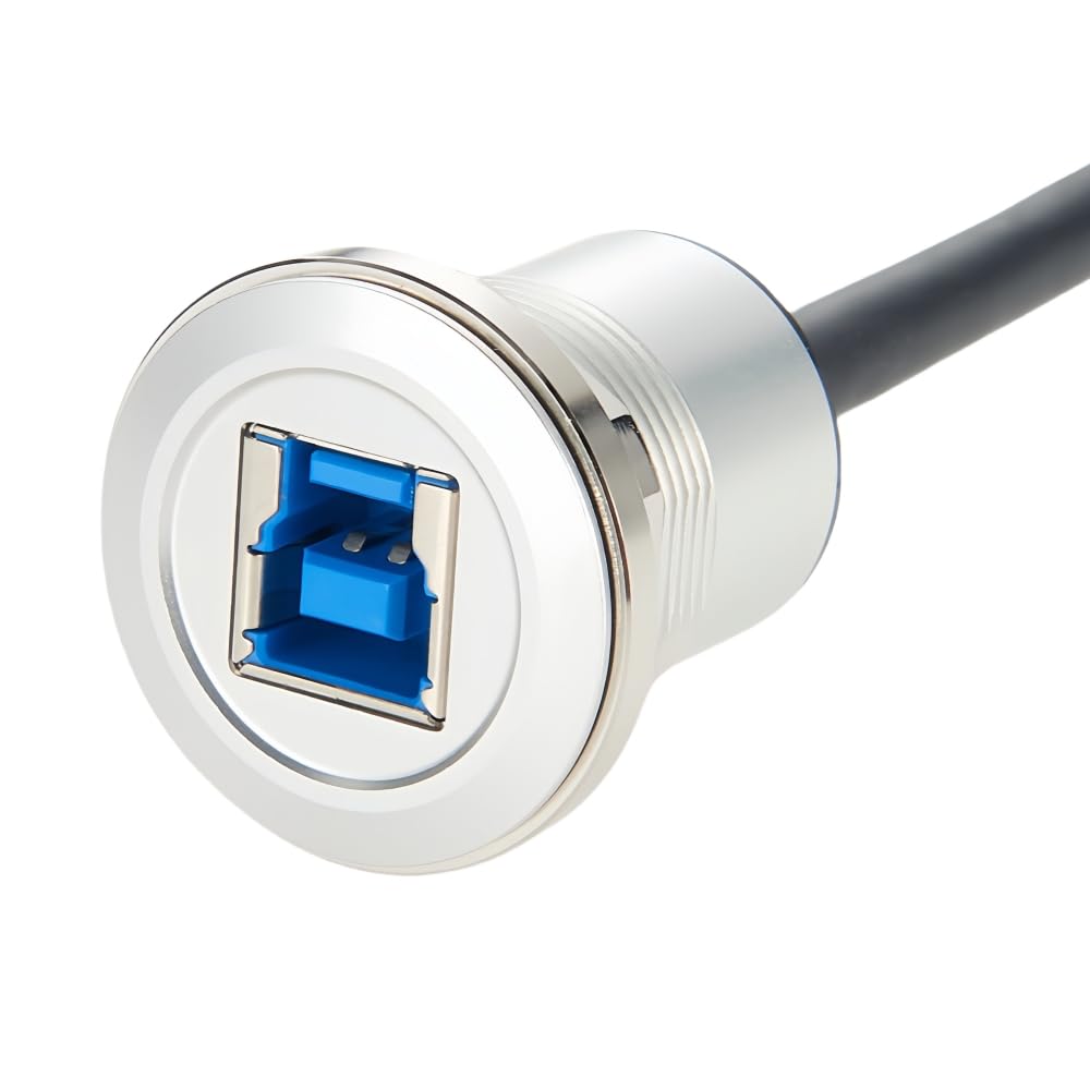 USB Type B 3.0 Flush Mount Printer Cable, Superspeed USB 3.0 B Male to Female Round Dash Mount Extension Cord