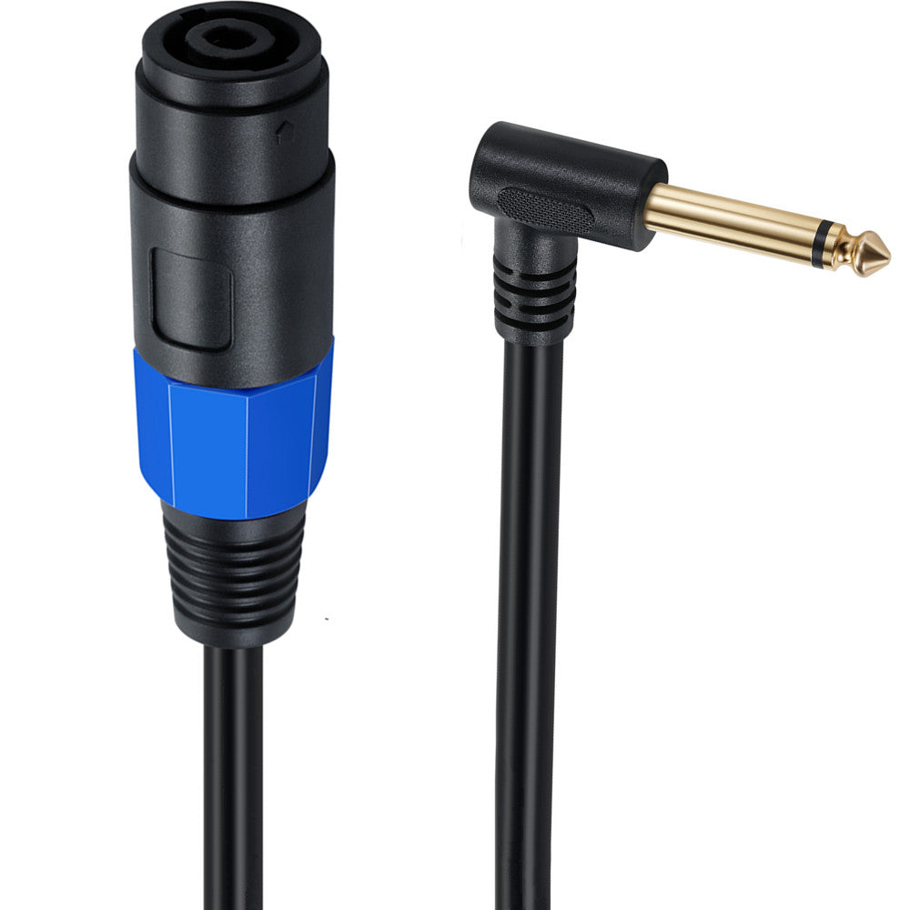 1/4" 6.35mm TS Male Angled Speaker Cable with Twist Lock 0.5m