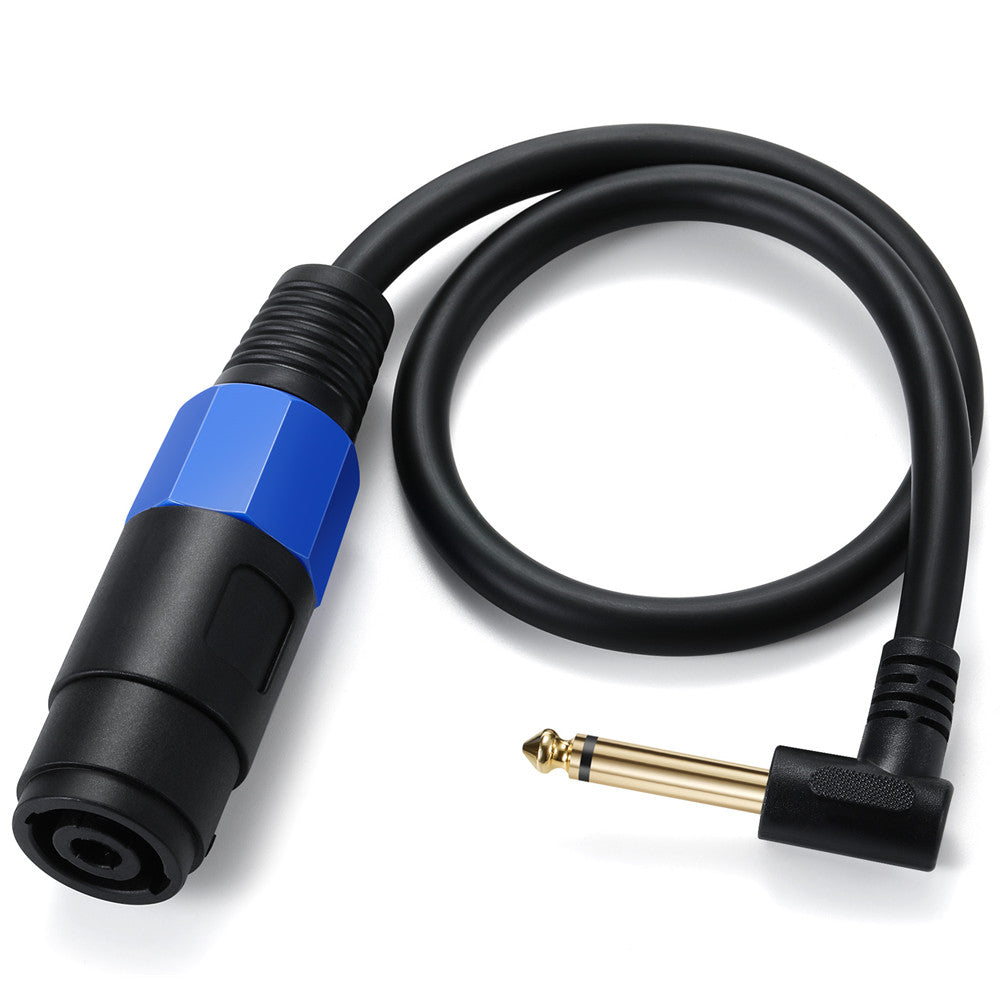 1/4" 6.35mm TS Male Angled Speaker Cable with Twist Lock 0.5m