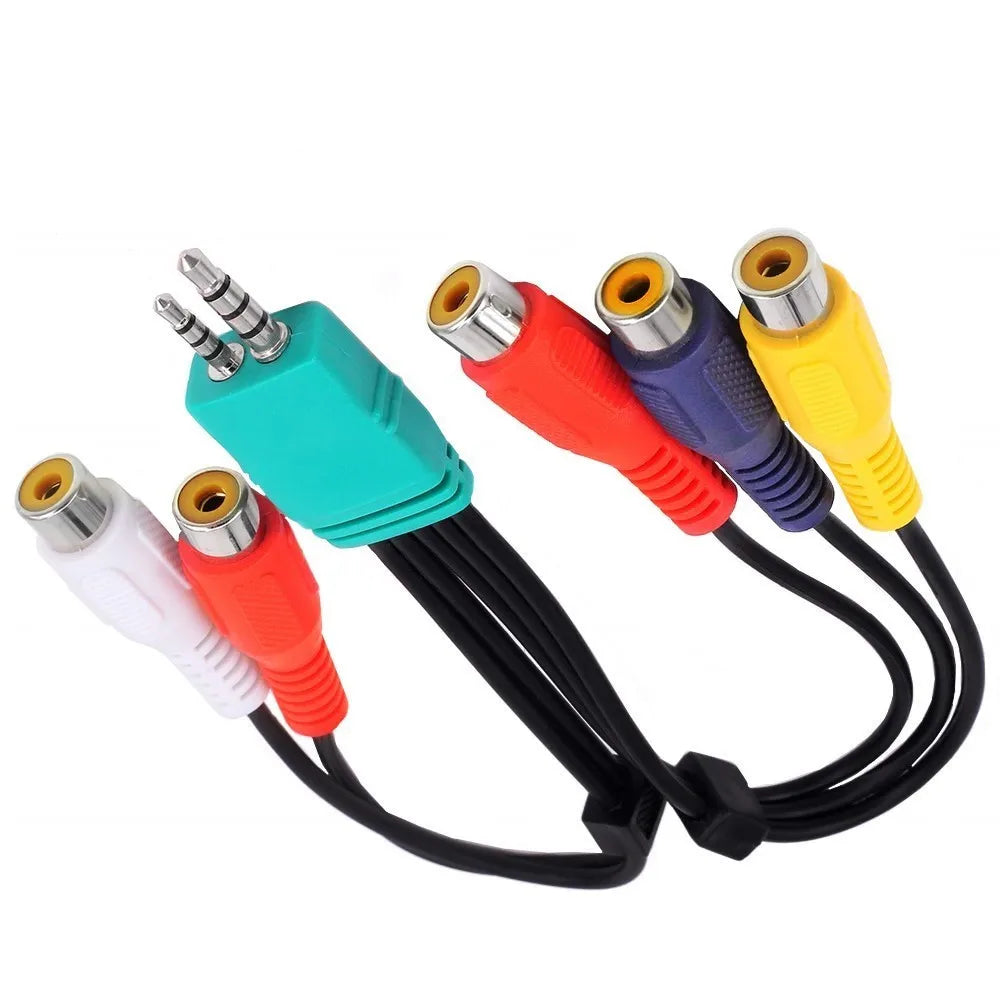 3.5mm Male & 2.5mm Male to 5 RCA Female Audio Video AV Cable