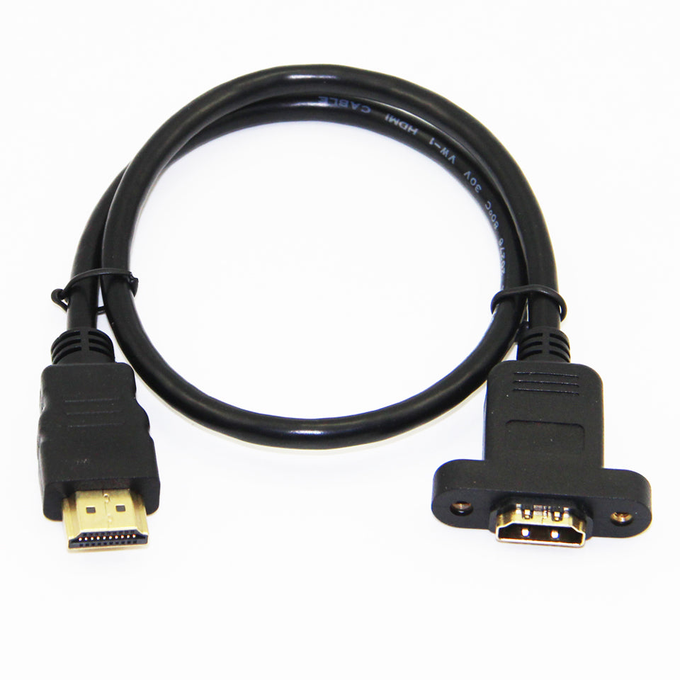 HDMI Male to Female Panel Mount Cable — 30cm / 50cm / 1m