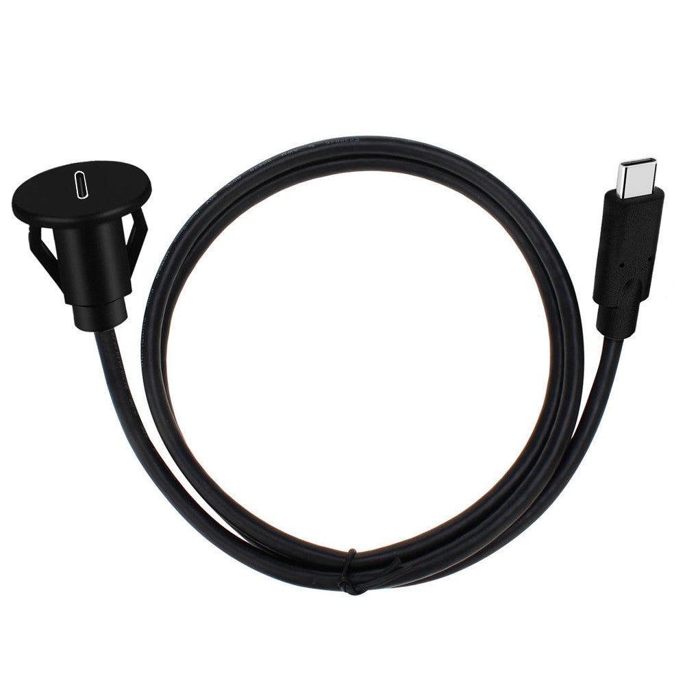 USB C Car Flush Panel Mount Male to Female Extension Cable for Car Truck Boat Motorcycle Dashboard