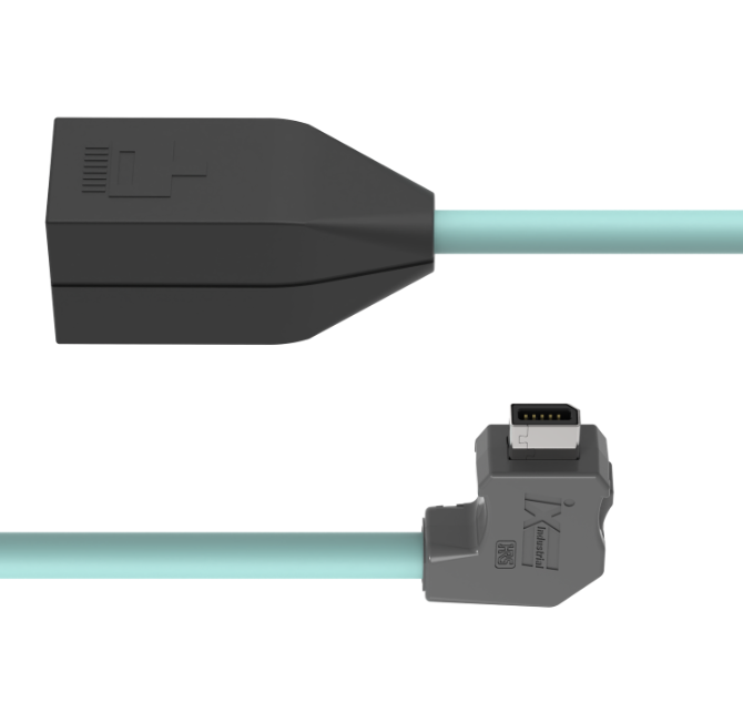 Shielded TPE teal IX industrial Ethernet cable assembly