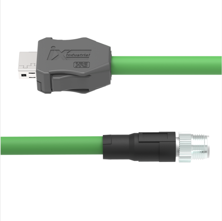 Shielded ix Industrial Ethernet cable with PUR jacket and M12 X-coded straight plug