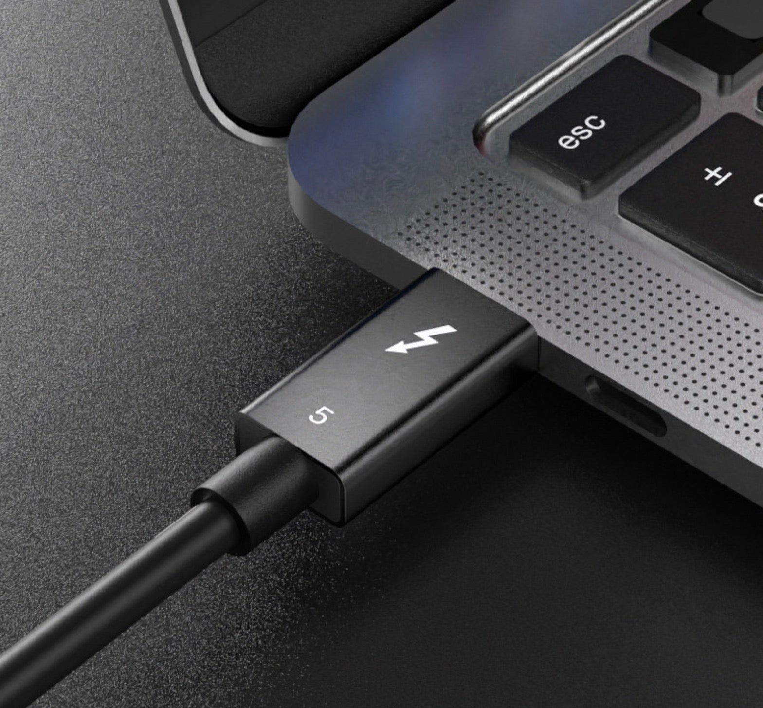 Thunderbolt 5 USB-C cable supporting 240W power delivery