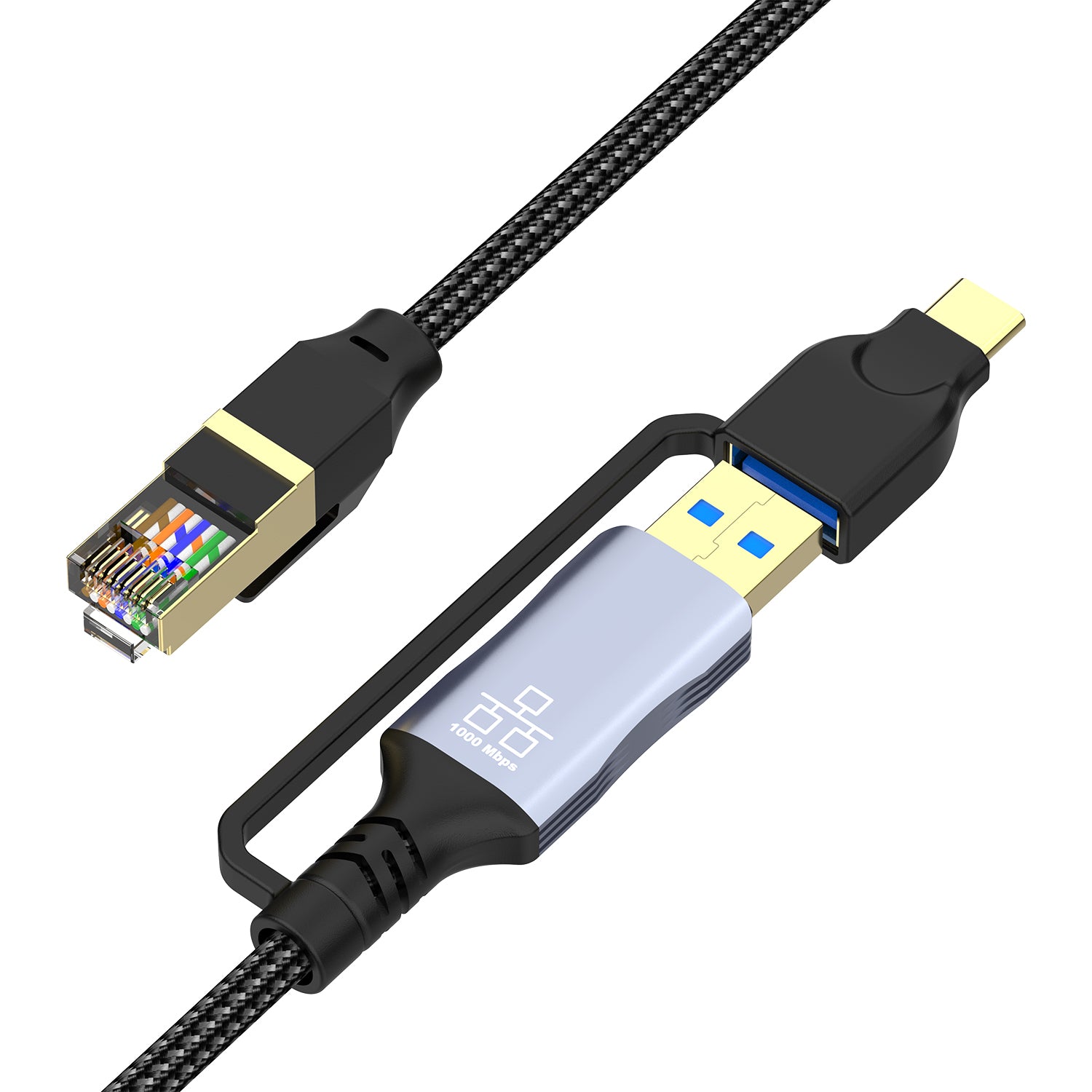 USB C to RJ45 Gigabit Ethernet Cable, USB 3.0 A to RJ45 LAN Network Connector | 1000Mbp