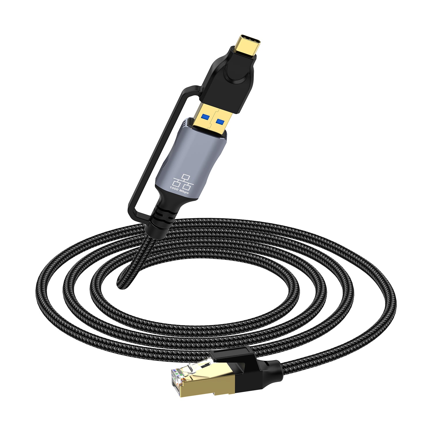 USB C to RJ45 Gigabit Ethernet Cable, USB 3.0 A to RJ45 LAN Network Connector | 1000Mbp