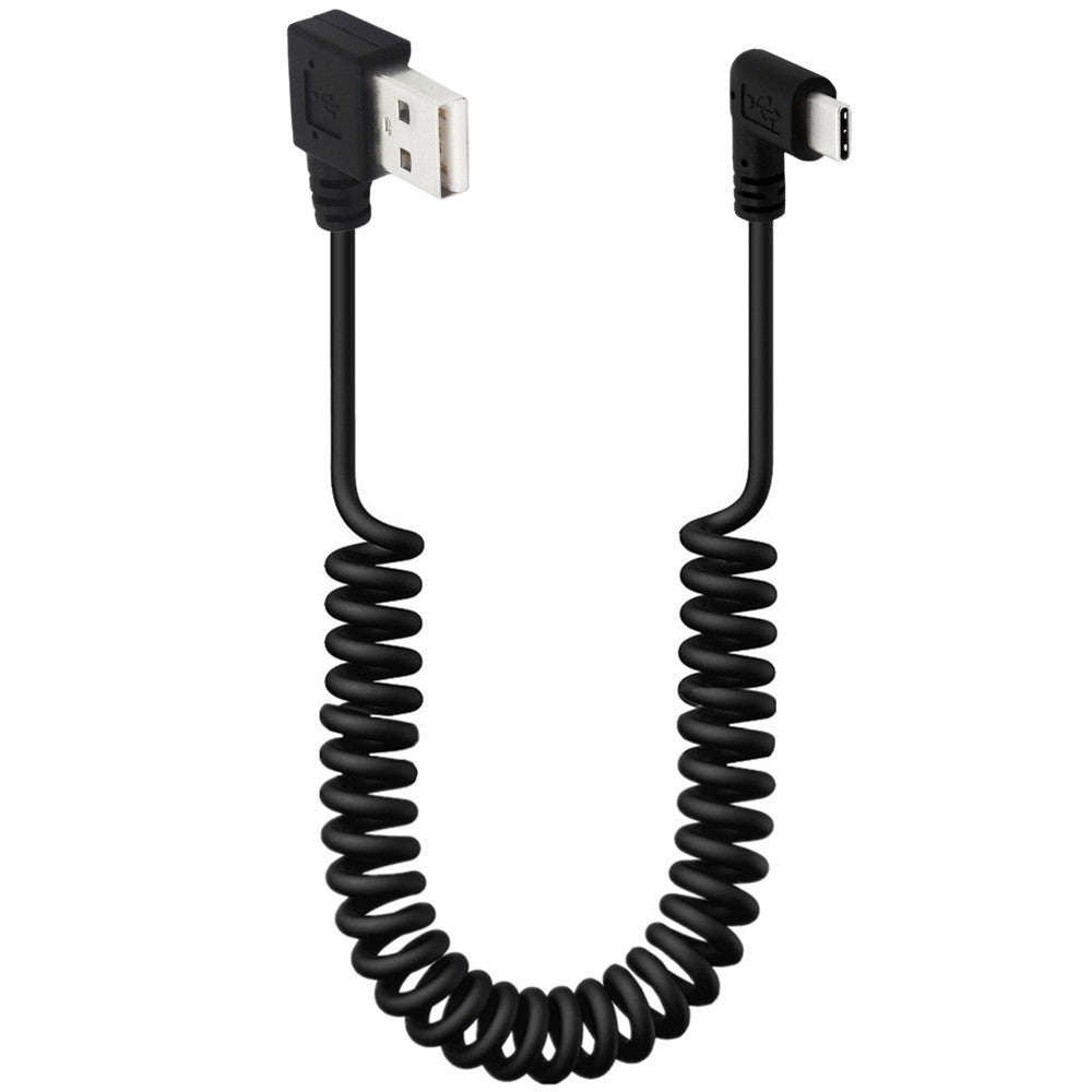 USB Type-A to USB-C spiral charging cable