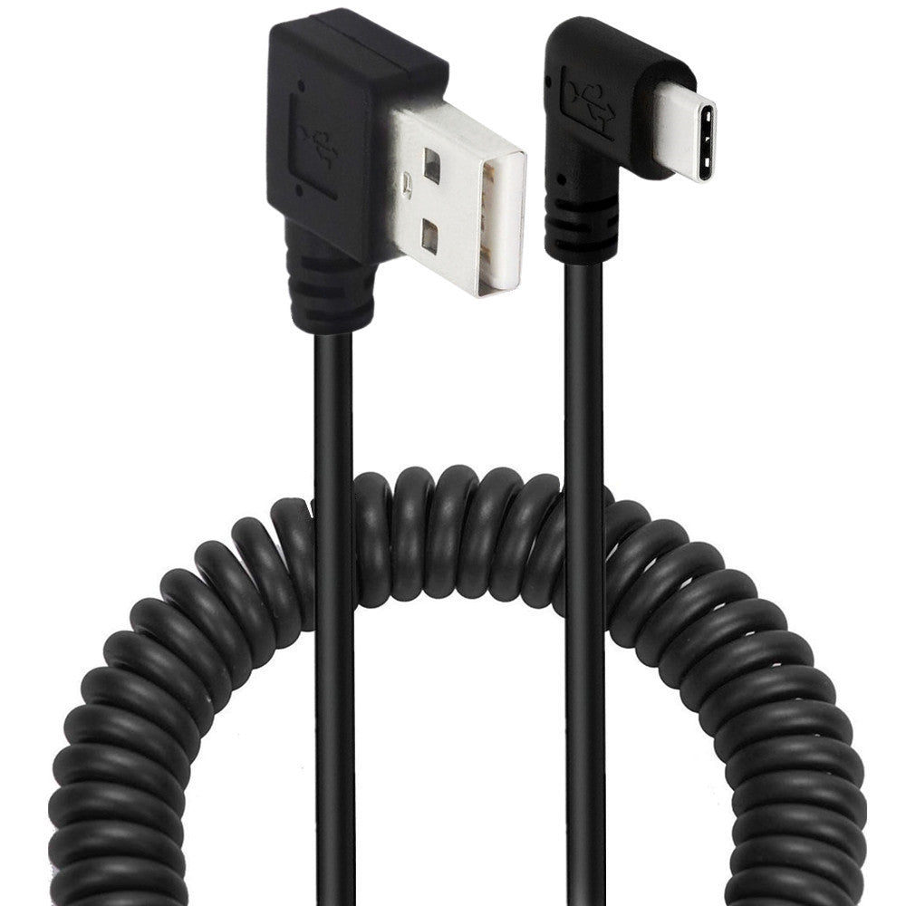 USB-C spiral cable with USB-A connector