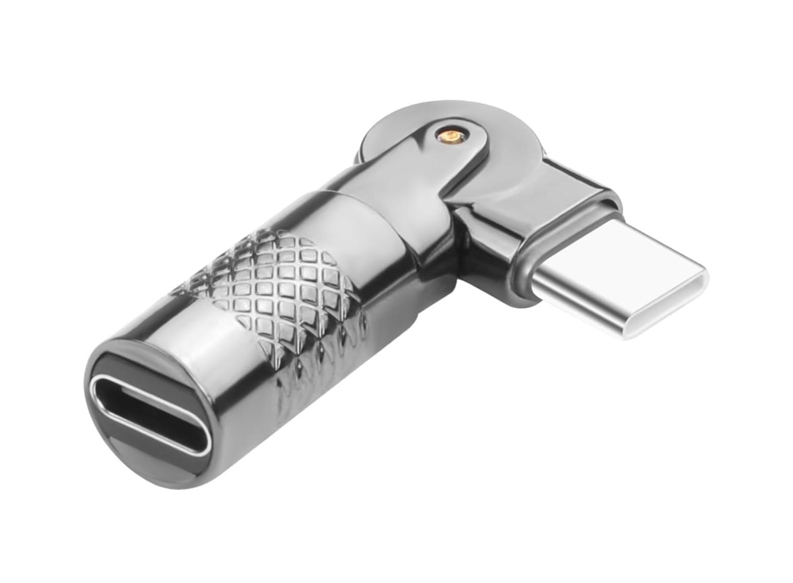 USB C 180 degree angled swivel adapter with rotatable Type C male to female charging connector