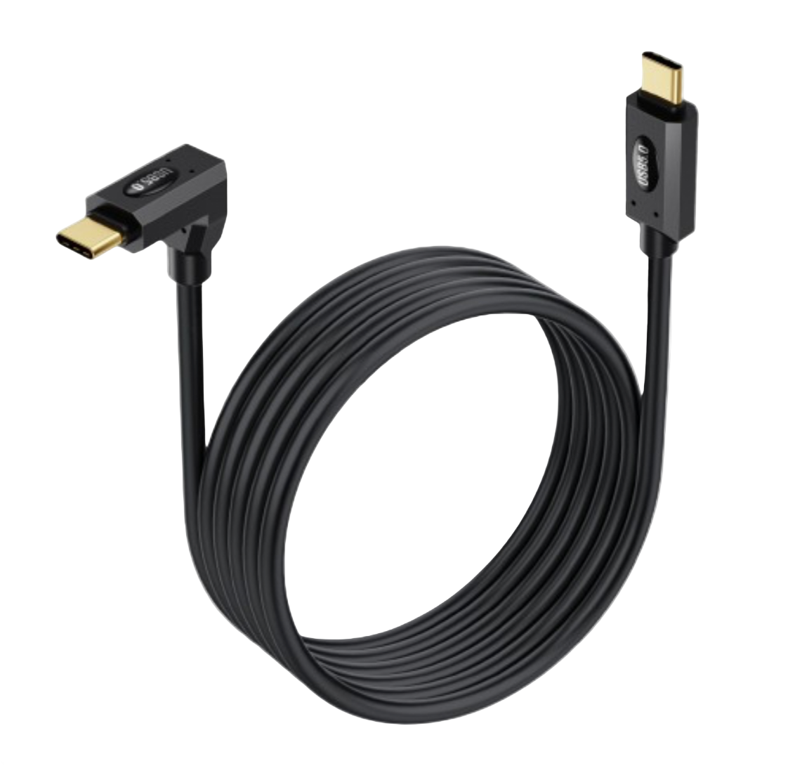 USB-C 5 angled cable with 80Gbps data transfer, 240W fast charging, and 16K display support