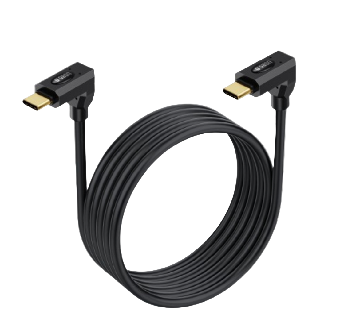 USB-C 5 up and down angled cable with 80Gbps data speed, 240W charging, and 16K dual 8K display support