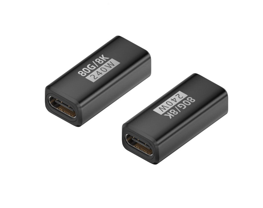 USB-C female to female USB4 extension adapter coupler supporting 80Gbps data and PD 240W charging (8K)