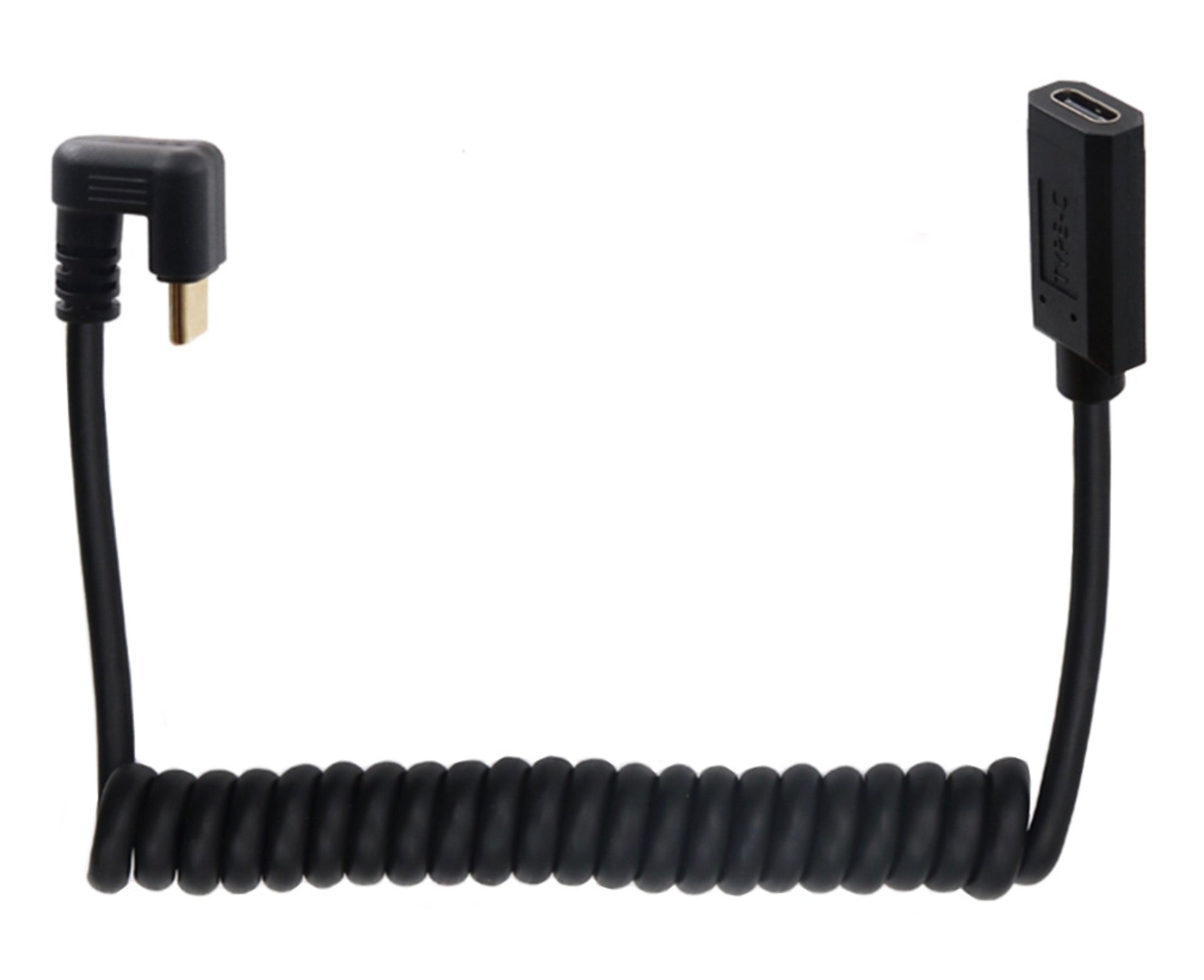 Flexible coiled USB-C extension cable designed for tight spaces and car charging setups