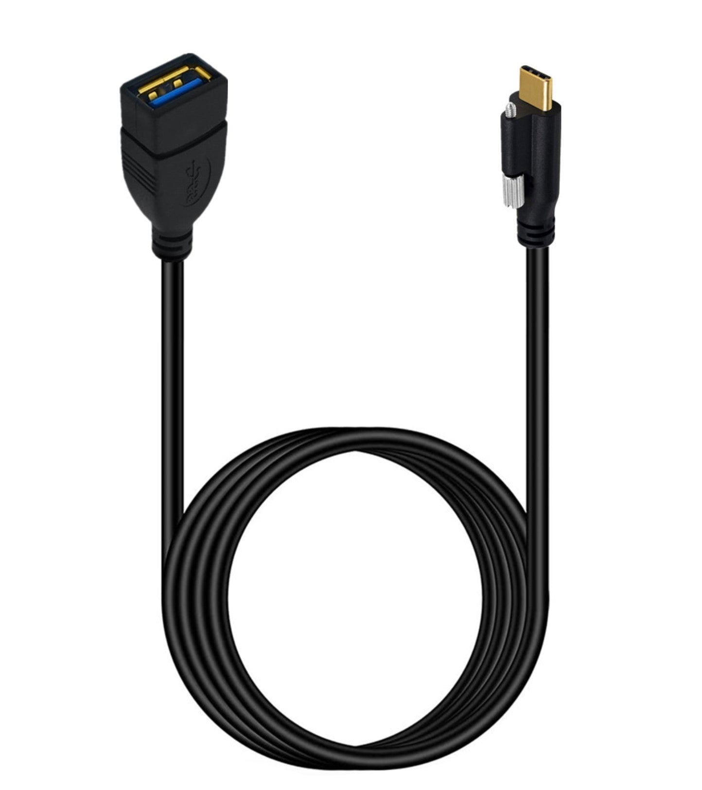 USB-C single screw locking connector to USB 3.0 Type-A female extension cable