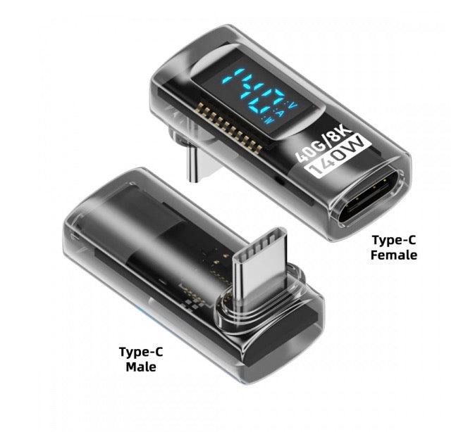 USB-C male to female smart LED extension adapter with voltage monitoring