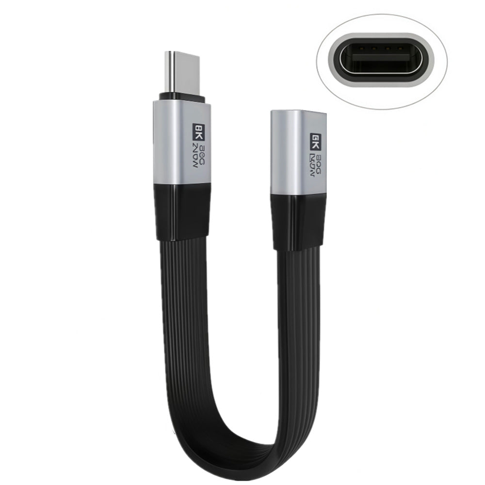 USB-C USB4 flat extension cable with angled connector