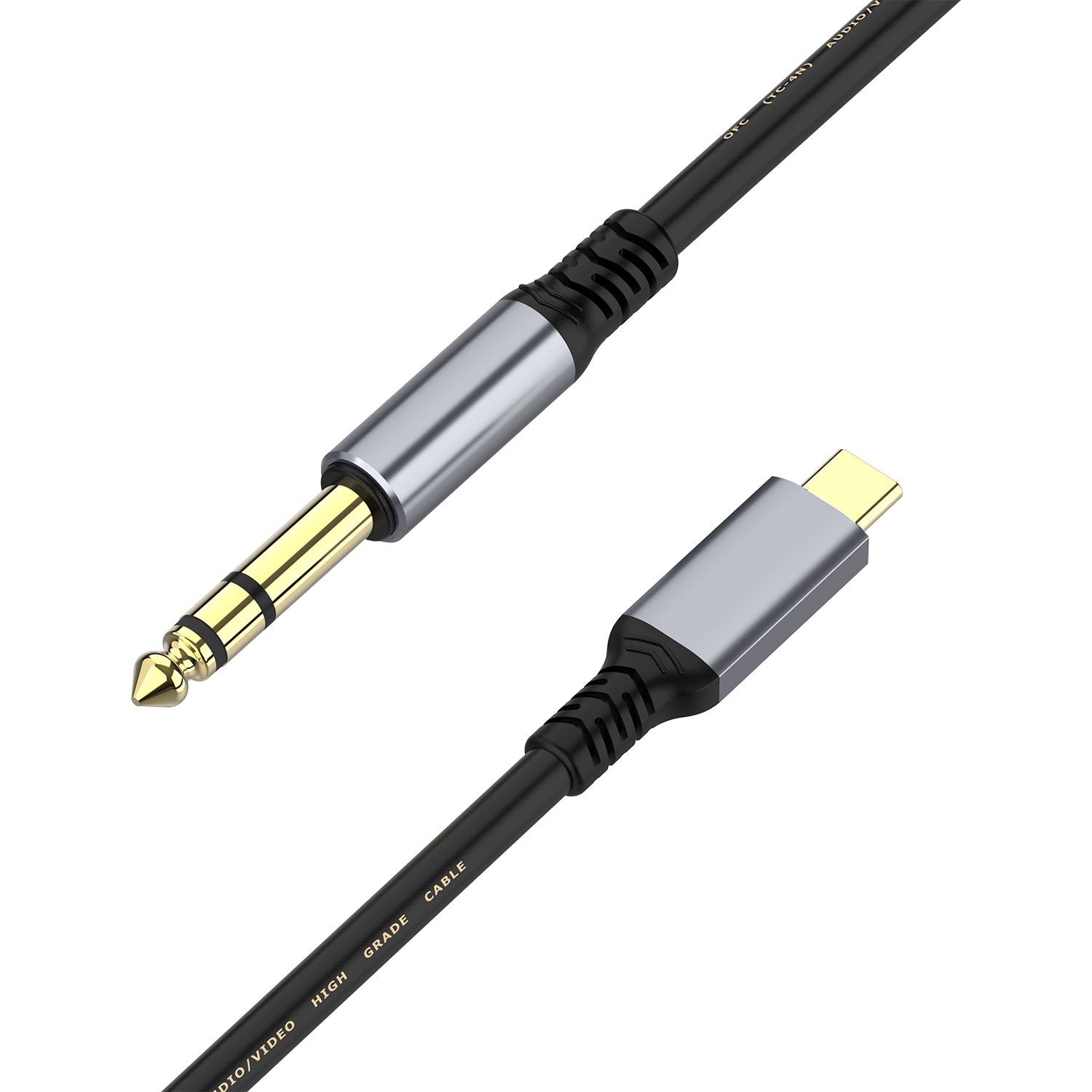 USB-C to 6.35mm TRS male stereo audio cable for speakers, amplifiers and mixing consoles