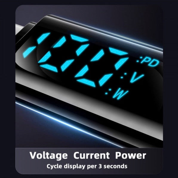 USB-C PD to DC 6.0x4.4mm 100W fast charging adapter with 90 degree angled aluminium body and digital display