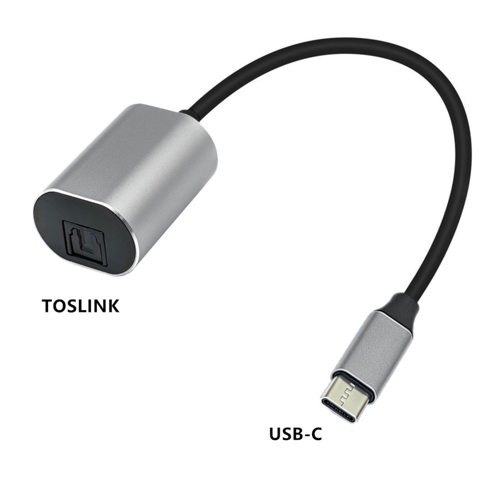 Toslink to USB-C adapter on a white background