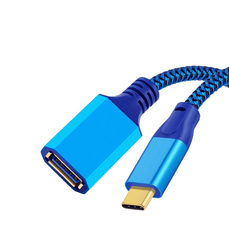 USB-C to USB-A female adapter cable USB 3.0 braided aluminium connector