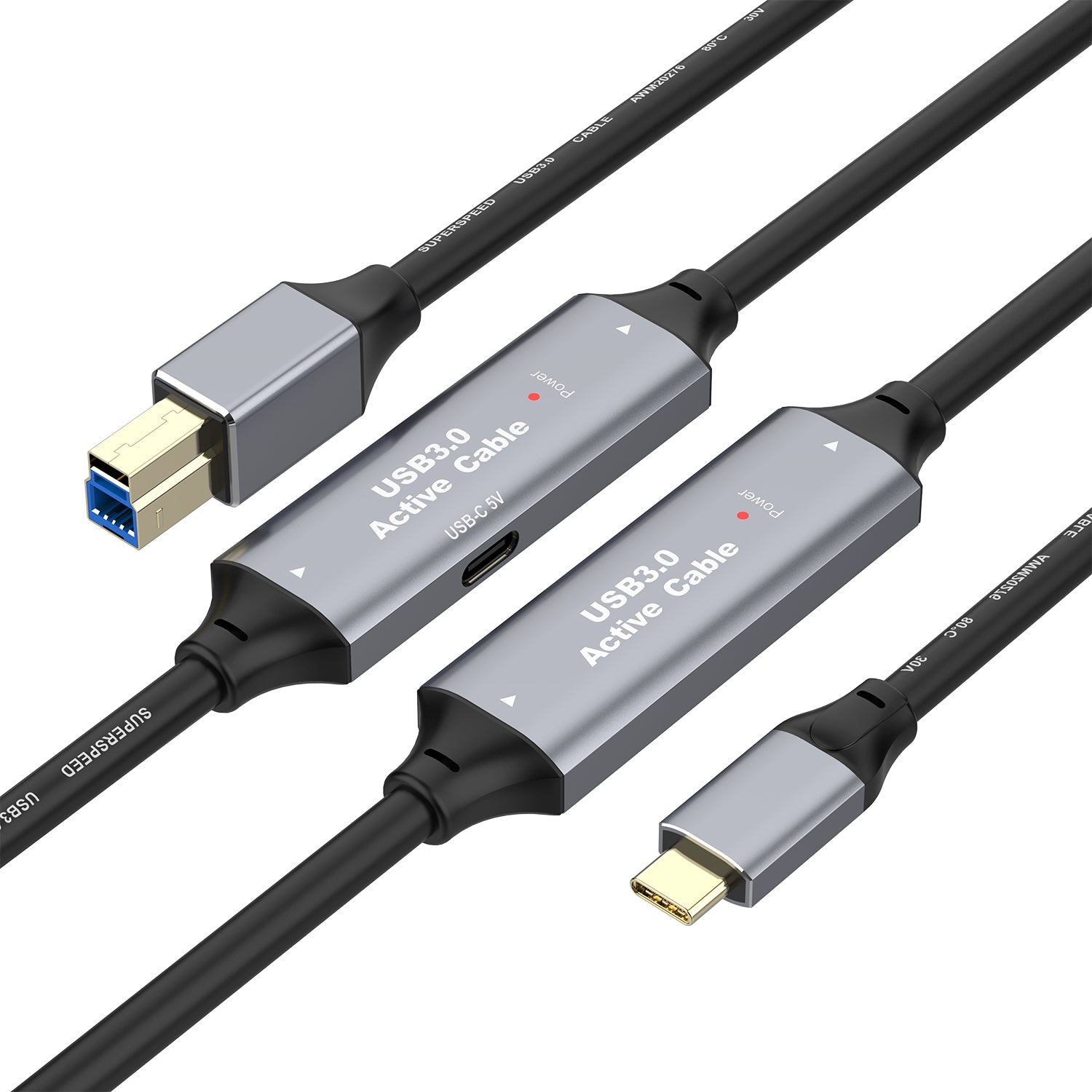 USB-C to USB-B printer cable for scanners, external hard drives, and hubs