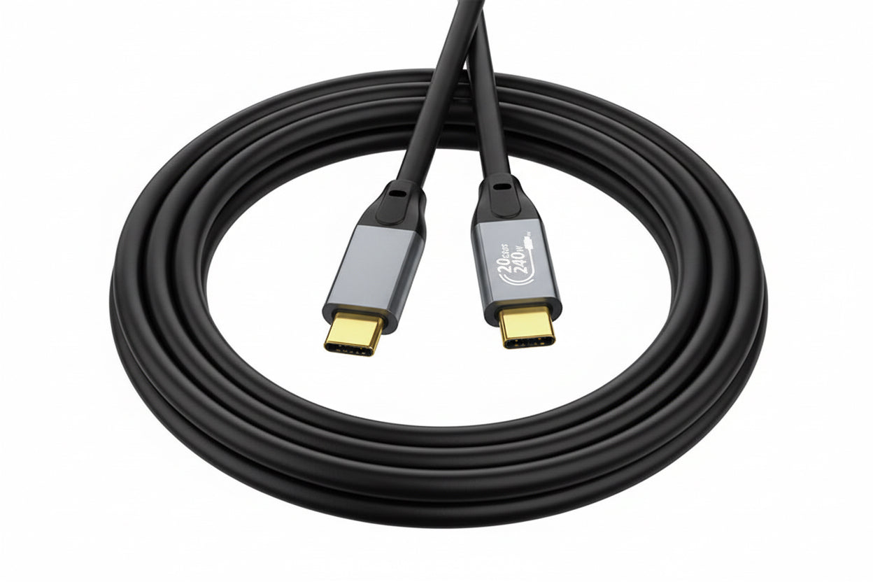 HDMI cable with connectors on a white background