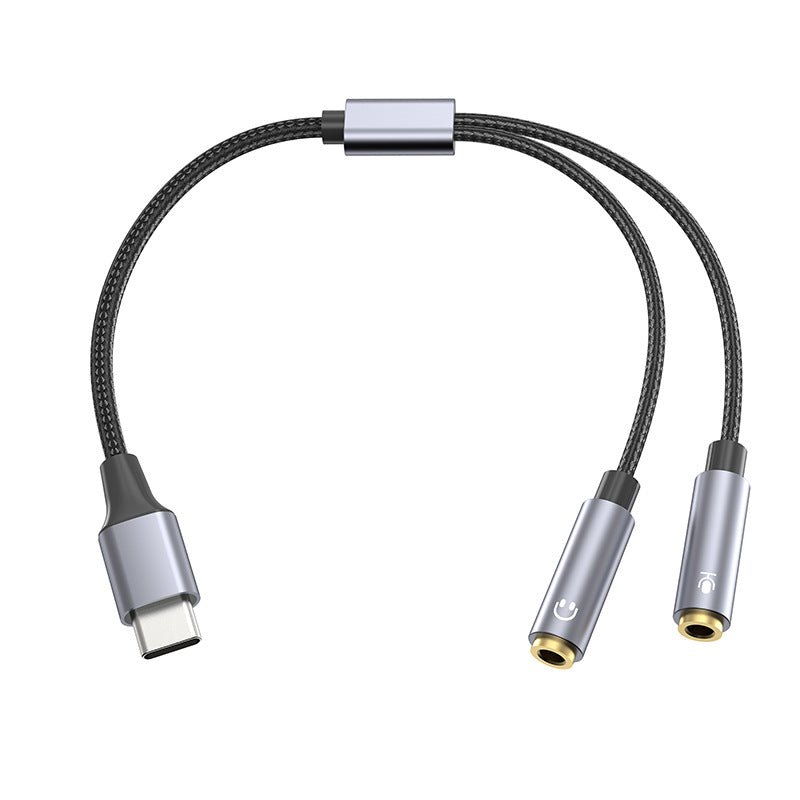 USB-C to dual 3.5mm headphone and microphone splitter cable