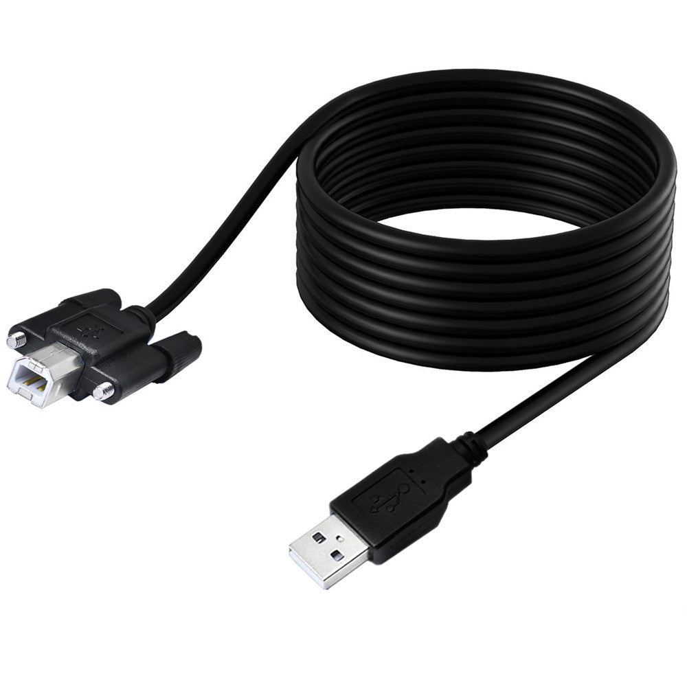 USB 2.0 Printer Cable, USB A Male to USB B Male Screw Panel Mount Cable