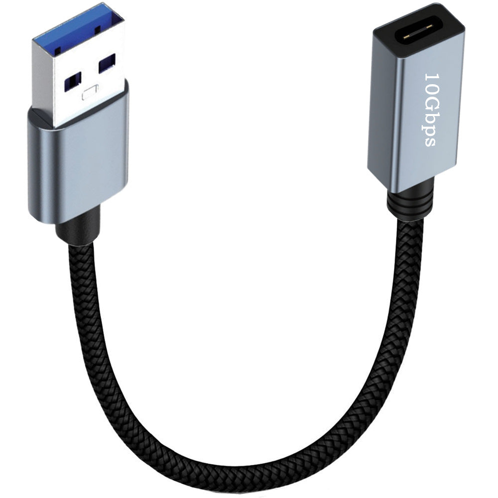 USB 3.0 A Male to USB C Female Braided Extension Cable USB 3.1 Gen2 10Gbps