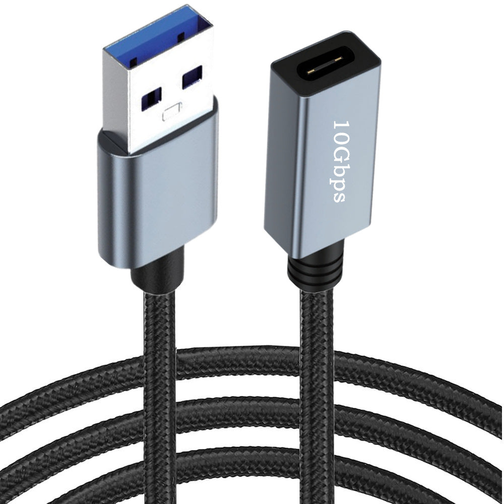 USB 3.0 A Male to USB C Female Braided Extension Cable USB 3.1 Gen2 10Gbps