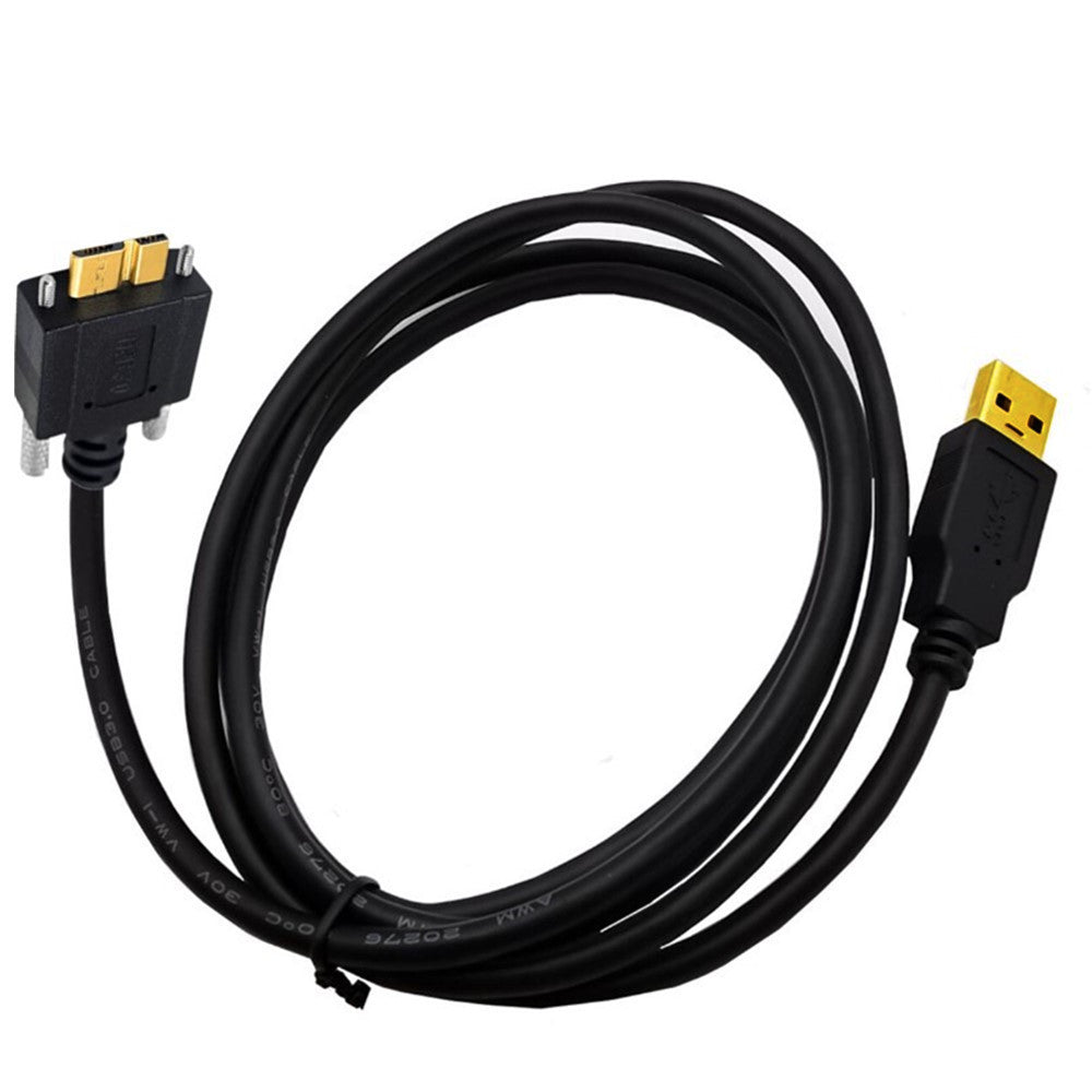 USB 3.0 A Male to Micro-B Panel Mount Cable – Charge & Sync with Locking Screws