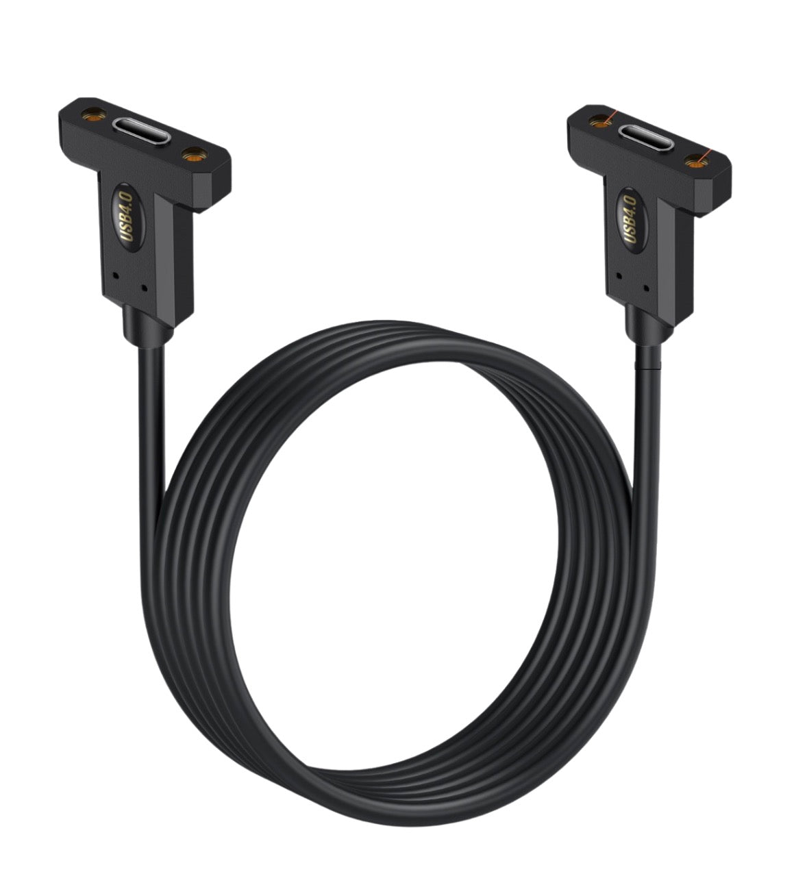 USB 4.0 Type C panel mount extension cable with USB-C female to female connectors supporting 40Gbps and 240W PD