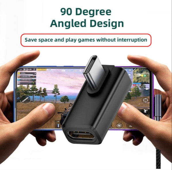 USB4 right angle USB-C male to female extension adapter supporting 80Gbps data and PD 240W charging (8K)
