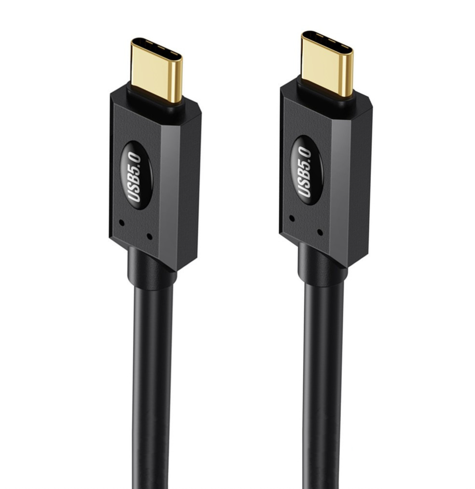 Two USB-C cables with gold connectors on a white background