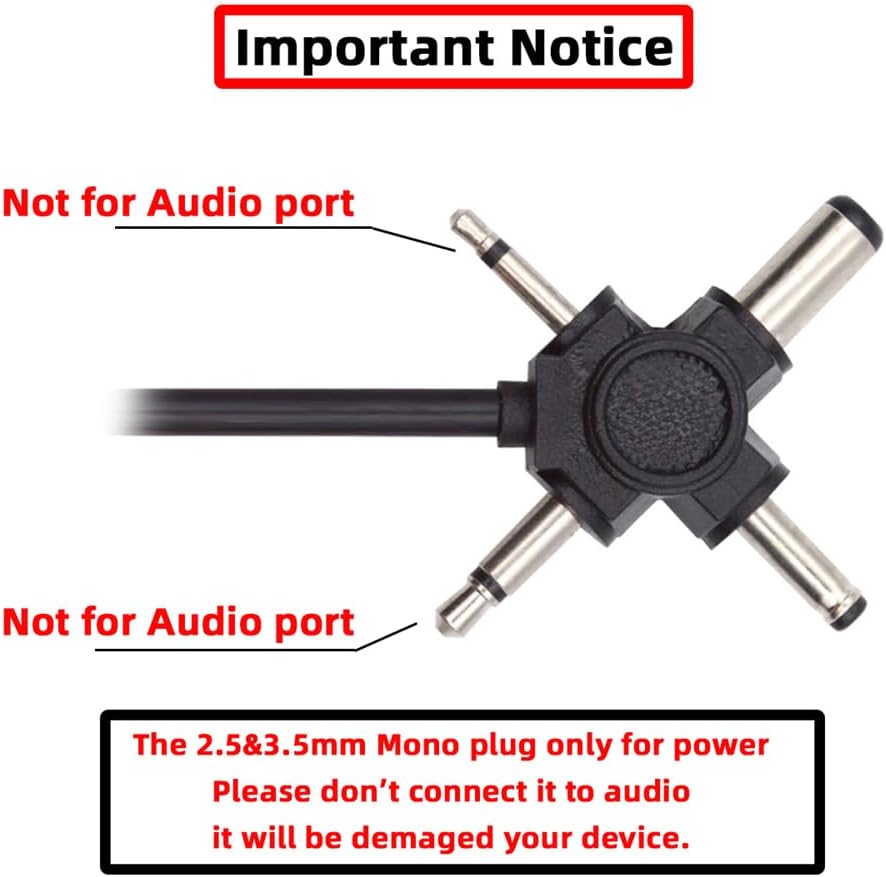 USB 2.0 A Male to 5.5x2.1mm, 4.0x1.7mm, Mono 3.5mm, 2.5mm DC Power Plug Barrel Connector Charging Cable 5V