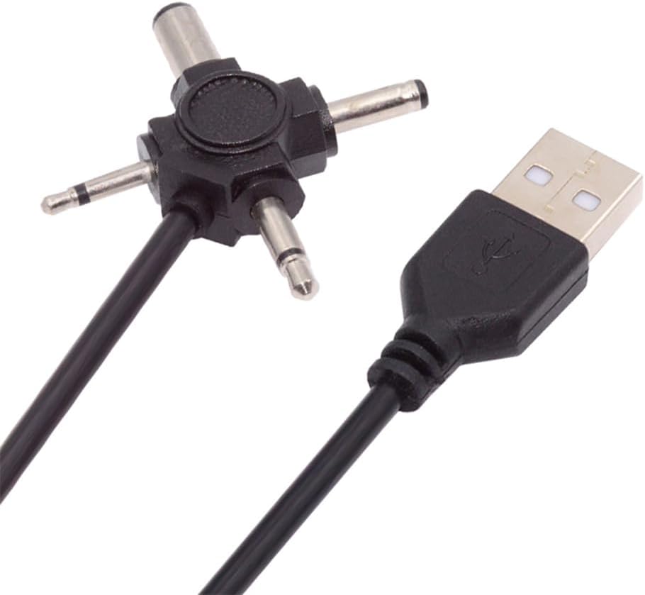 USB 2.0 A Male to 5.5x2.1mm, 4.0x1.7mm, Mono 3.5mm, 2.5mm DC Power Plug Barrel Connector Charging Cable 5V