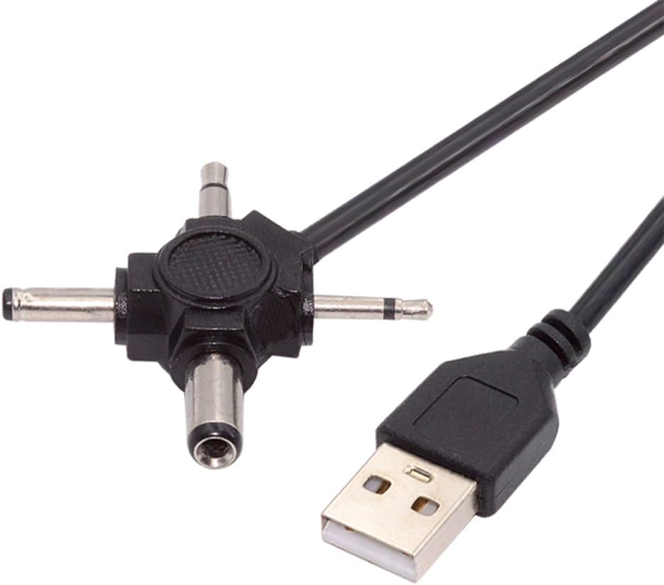 USB 2.0 Type-A to 4-in-1 DC power plug adapter cable