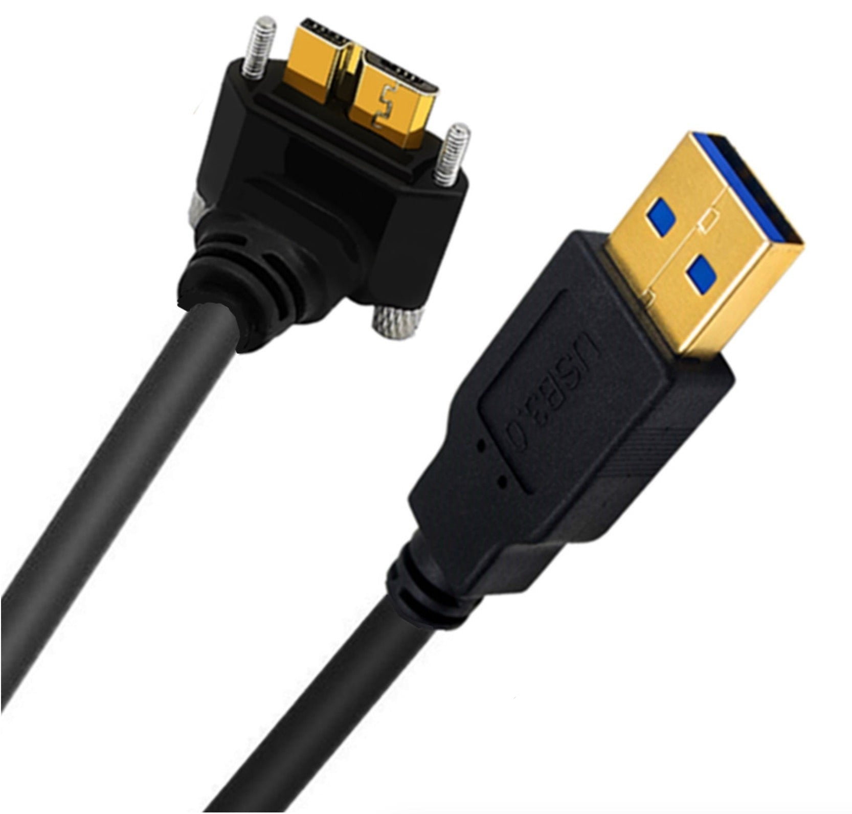 USB 3.0 Micro B dual screw locking connector close up