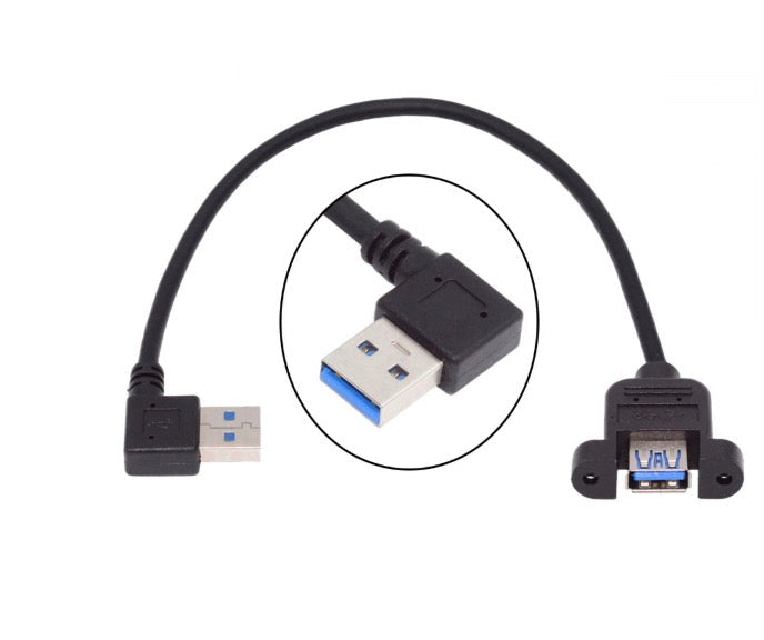 USB extension cable with close-up of connectors on a white background