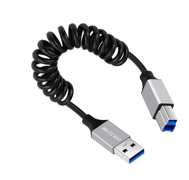 USB 3.0 Type-A to Type-B coiled printer cable