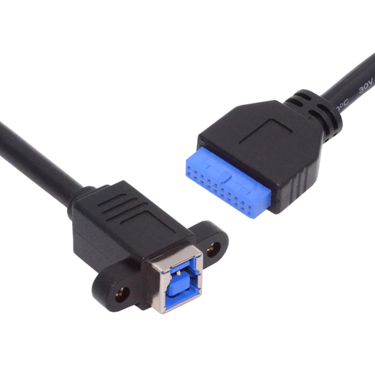 USB 3.0 Type-B female panel-mount to 20-pin IDC header male extension cable for 5Gbps data transfer