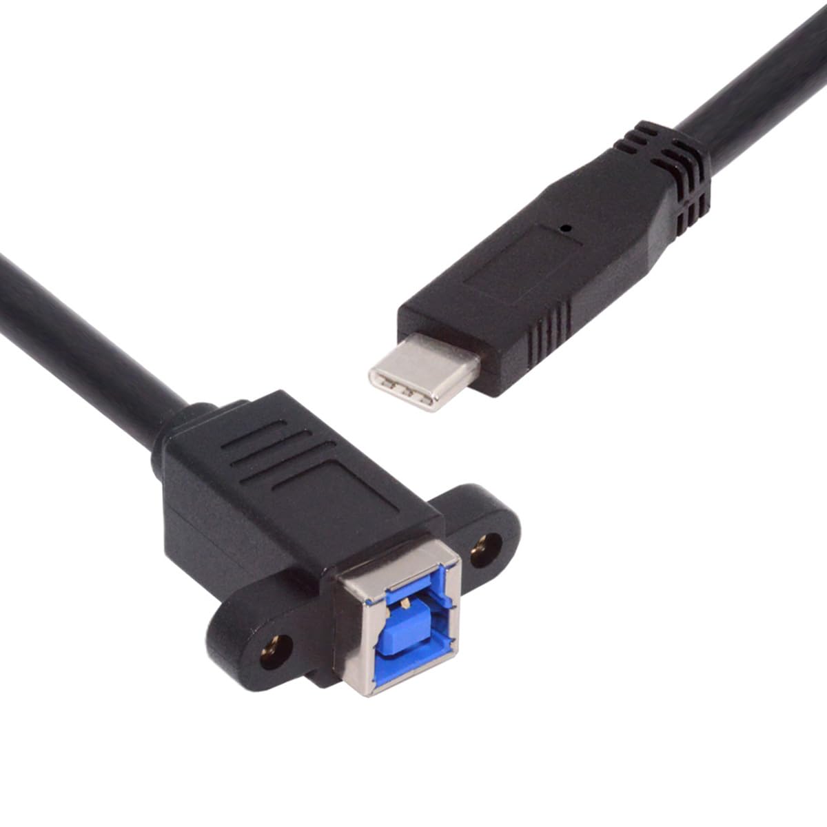 USB 3.0 Type-B female panel-mount to USB-C male extension cable for 5Gbps high-speed data transfer