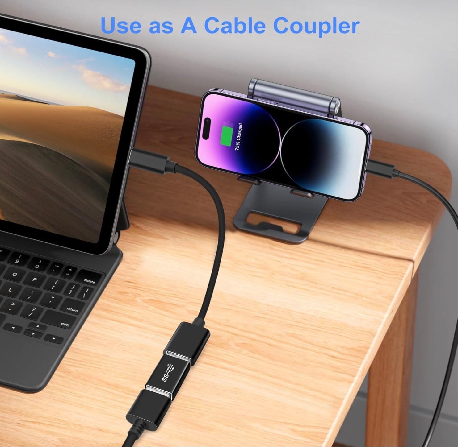 USB 3.0 Type A male to female OTG extension adapter labelled USB3.2 10Gbps with blue USB-A port